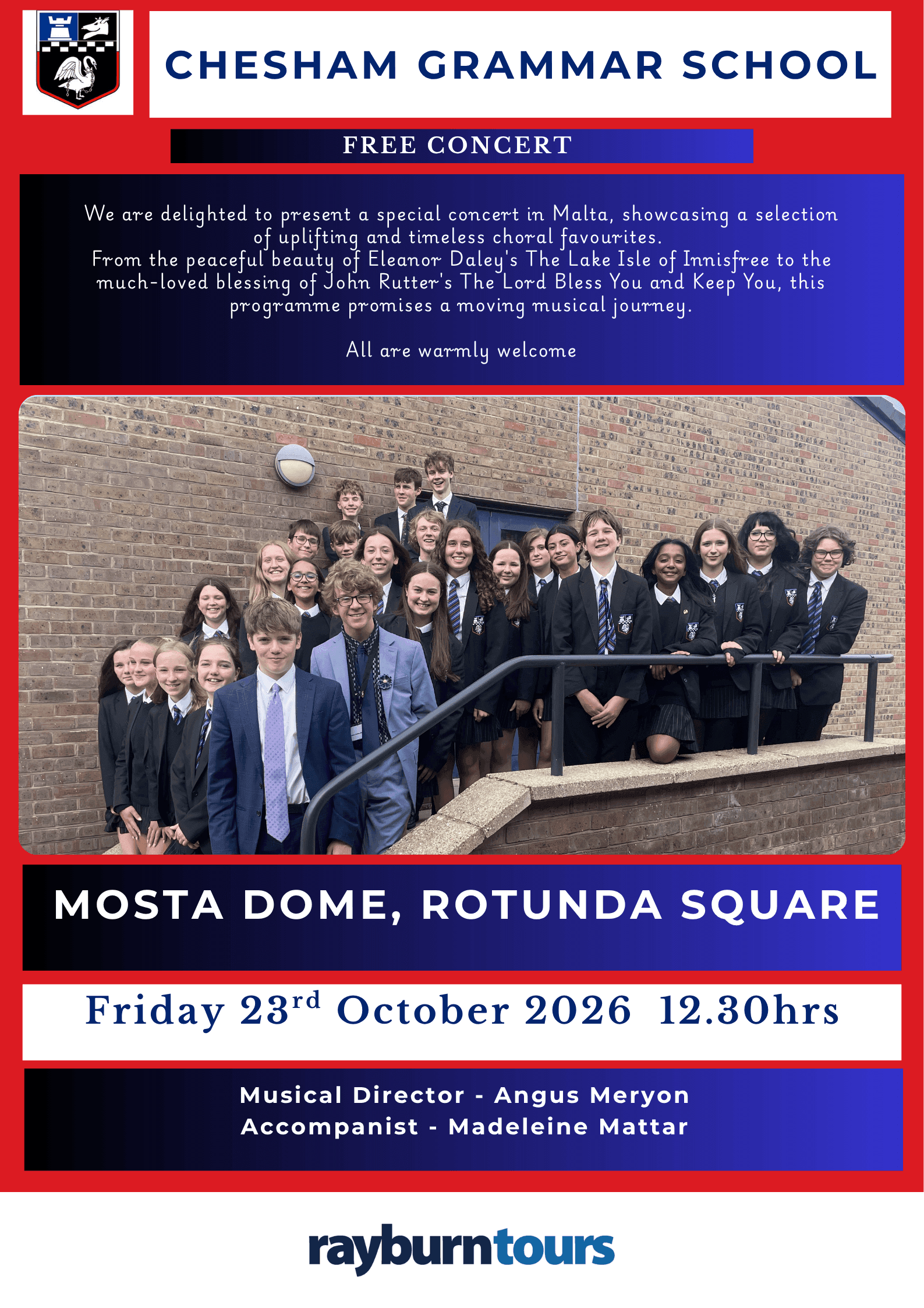CHESHAM GRAMMAR SCHOOL FREE CONCERTS IN MALTA