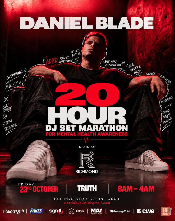 DANIEL BLADE 20-HOUR DJ SET MARATHON