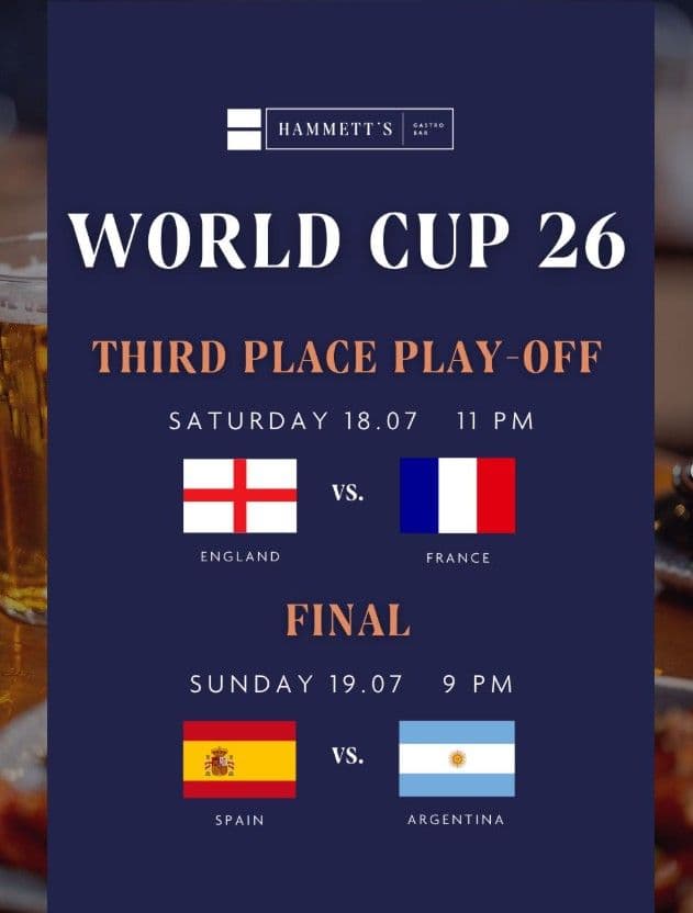 WORLD CUP 2026 AT HAMMETT’S GASTRO BAR